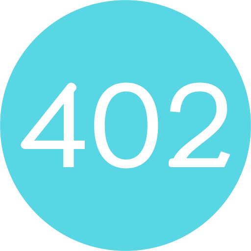 blue circle with white numbers 402 in the middle